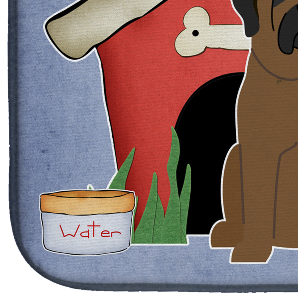 Dog House Collection Bullmastiff Dish Drying Mat Absorbent Dish Drying Mat Pad for Kitchen Counter Dish Drainer Mat for Countertop, 14 x 21", Multicolor
