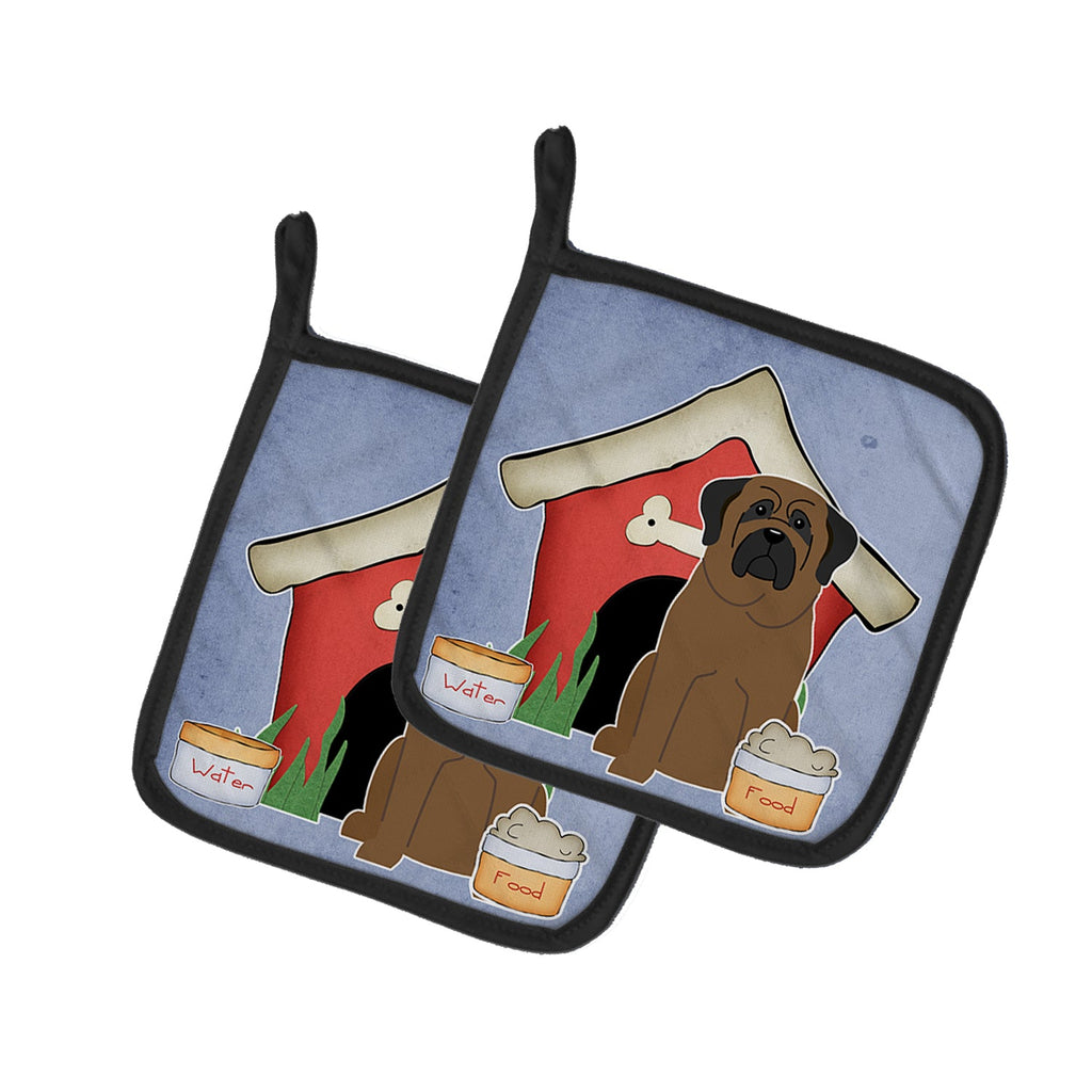 Dog House Collection Bullmastiff Pot Holder Set of 2 Heat Resistant Quilted Hot Pads 7.5 x 7.5 Inch, Insulated Kitchen Trivets for Cooking & Baking