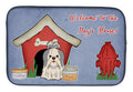 Dog House Collection Shih Tzu Silver White Dish Drying Mat Absorbent Dish Drying Mat Pad for Kitchen Counter Dish Drainer Mat for Countertop, 14 x 21", Multicolor