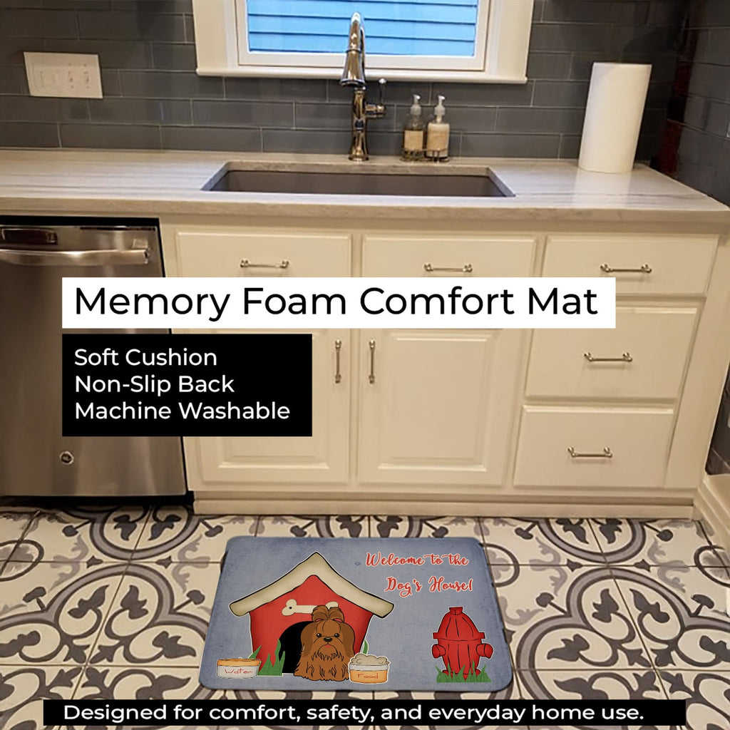 Dog House Collection Shih Tzu Silver Chocolate Memory Foam Kitchen Mat Machine Washable Anti-Fatigue Cushion Comfort Bath or Kitchen Rug
