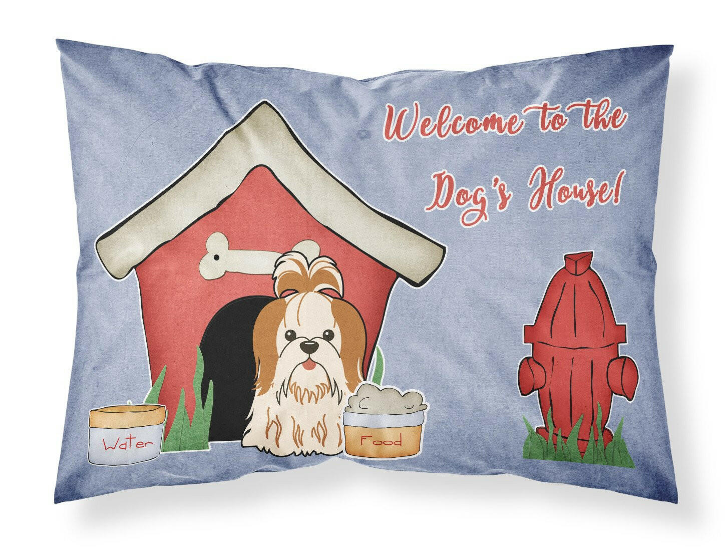 Dog House Collection Shih Tzu Red White Standard Pillowcase Lightweight Super Soft Easy Care Decorative Artwork Pillowcase, Standard
