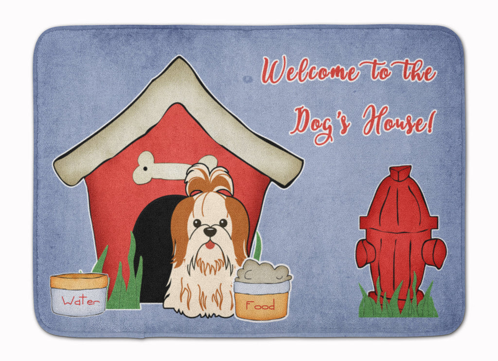 Dog House Collection Shih Tzu Red White Memory Foam Kitchen Mat Machine Washable Anti-Fatigue Cushion Comfort Bath or Kitchen Rug