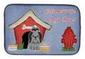 Dog House Collection Shih Tzu Black Silver Dish Drying Mat Absorbent Dish Drying Mat Pad for Kitchen Counter Dish Drainer Mat for Countertop, 14 x 21", Multicolor