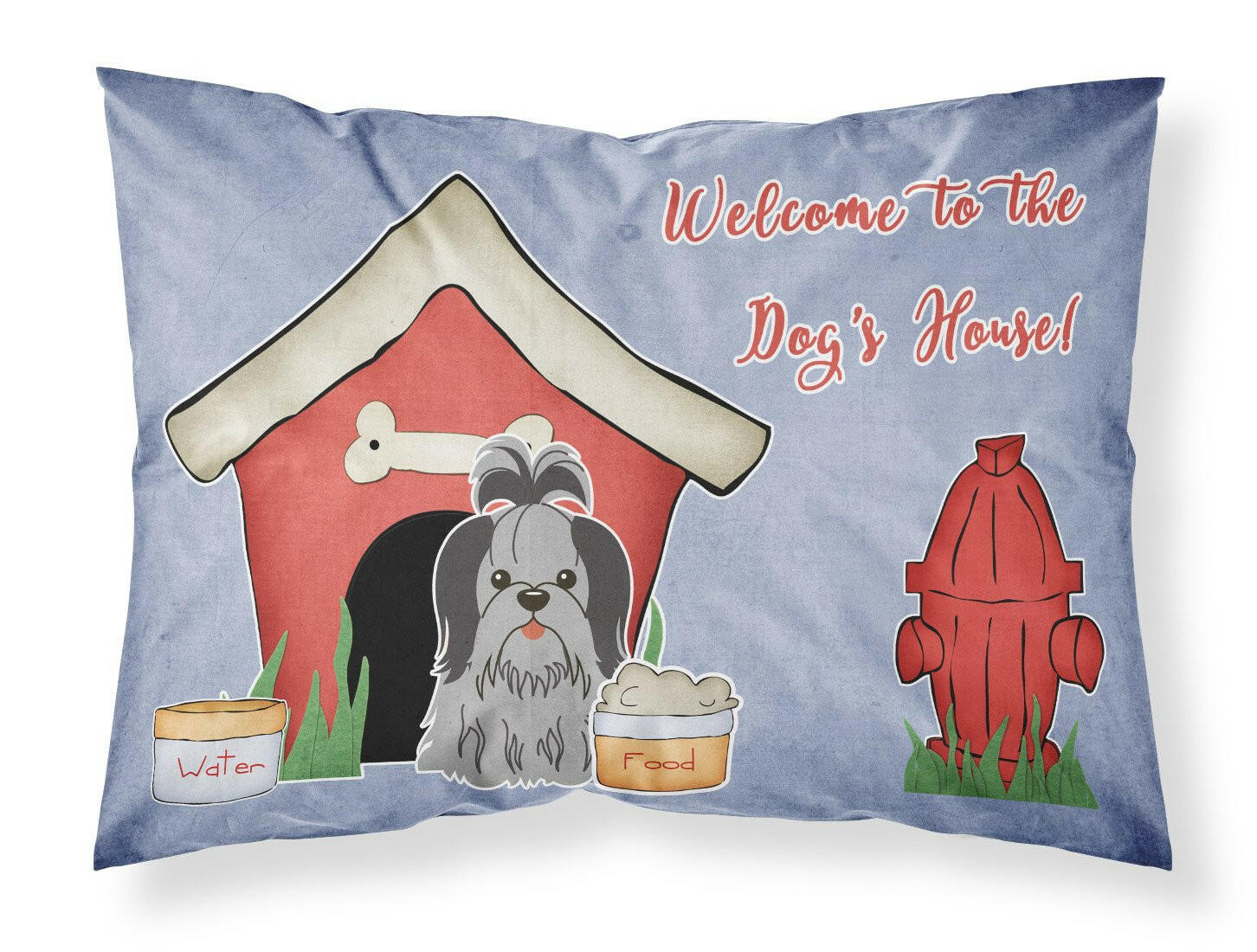 Dog House Collection Shih Tzu Black Silver Standard Pillowcase Lightweight Super Soft Easy Care Decorative Artwork Pillowcase, Standard