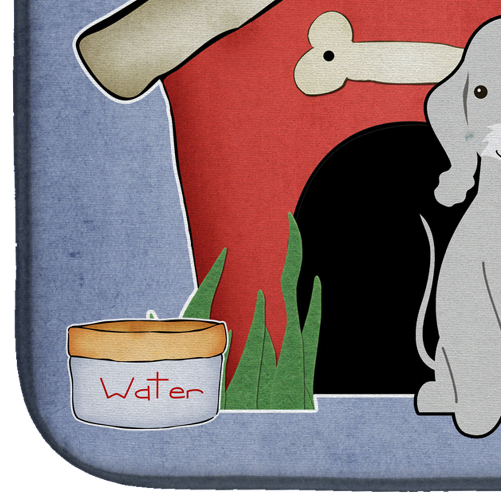 Dog House Collection Bedlington Terrier Blue Dish Drying Mat Absorbent Dish Drying Mat Pad for Kitchen Counter Dish Drainer Mat for Countertop, 14 x 21", Multicolor