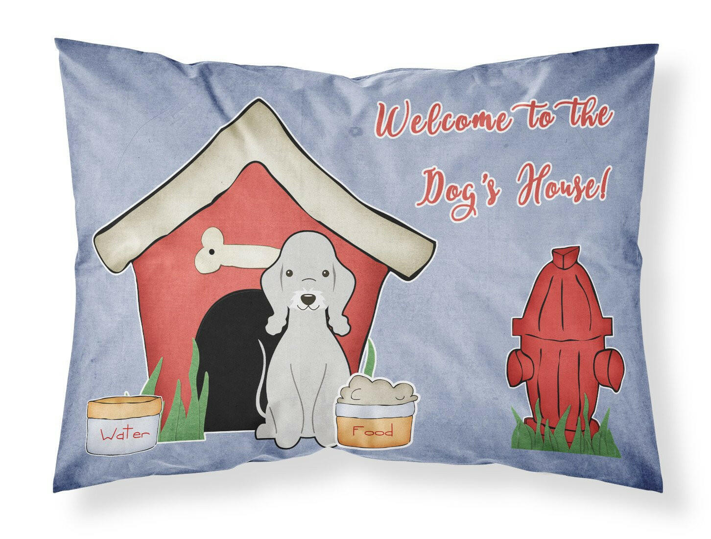 Dog House Collection Bedlington Terrier Blue Standard Pillowcase Lightweight Super Soft Easy Care Decorative Artwork Pillowcase, Standard