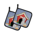 Dog House Collection Bedlington Terrier Blue Pot Holder Set of 2 Heat Resistant Quilted Hot Pads 7.5 x 7.5 Inch, Insulated Kitchen Trivets for Cooking & Baking