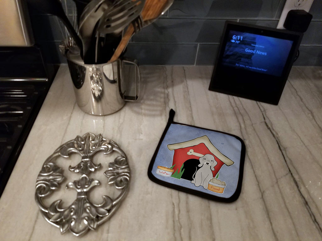 Dog House Collection Bedlington Terrier Blue Pot Holder Set of 2 Heat Resistant Quilted Hot Pads 7.5 x 7.5 Inch, Insulated Kitchen Trivets for Cooking & Baking