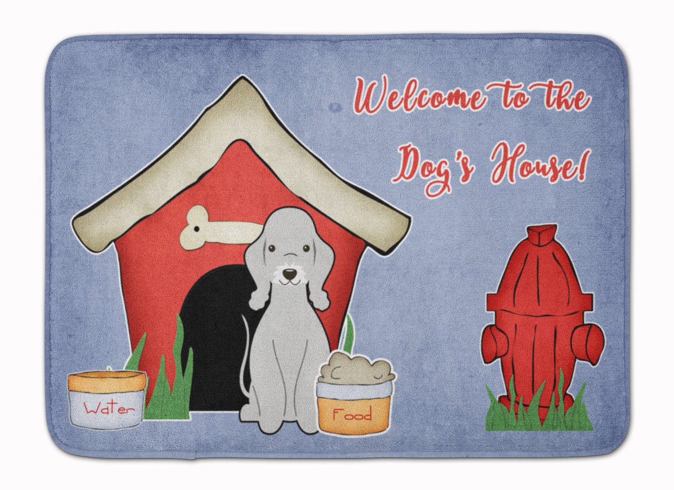 Dog House Collection Bedlington Terrier Blue Memory Foam Kitchen Mat Machine Washable Anti-Fatigue Cushion Comfort Bath or Kitchen Rug