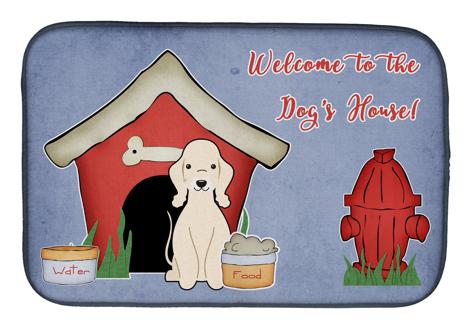 Dog House Collection Bedlington Terrier Sandy Dish Drying Mat Absorbent Dish Drying Mat Pad for Kitchen Counter Dish Drainer Mat for Countertop, 14 x 21", Multicolor