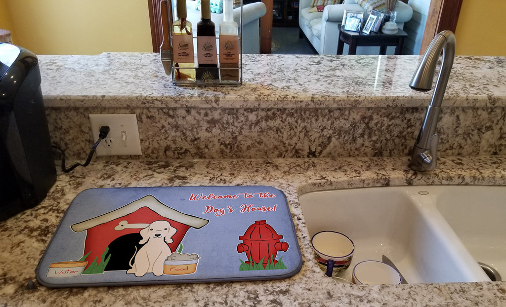 Dog House Collection Bedlington Terrier Sandy Dish Drying Mat Absorbent Dish Drying Mat Pad for Kitchen Counter Dish Drainer Mat for Countertop, 14 x 21", Multicolor