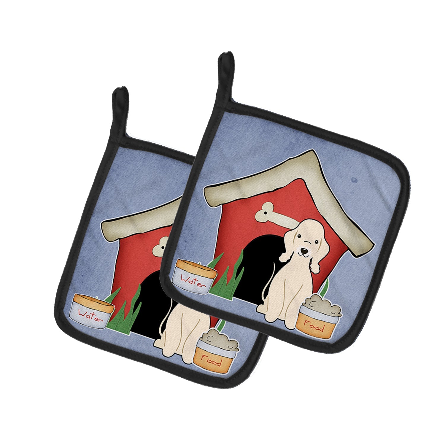 Dog House Collection Bedlington Terrier Sandy Pot Holder Set of 2 Heat Resistant Quilted Hot Pads 7.5 x 7.5 Inch, Insulated Kitchen Trivets for Cooking & Baking