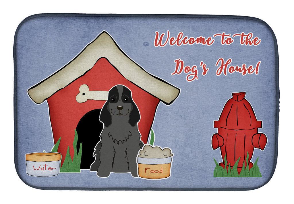 Dog House Collection Cocker Spaniel Black Dish Drying Mat Absorbent Dish Drying Mat Pad for Kitchen Counter Dish Drainer Mat for Countertop, 14 x 21", Multicolor