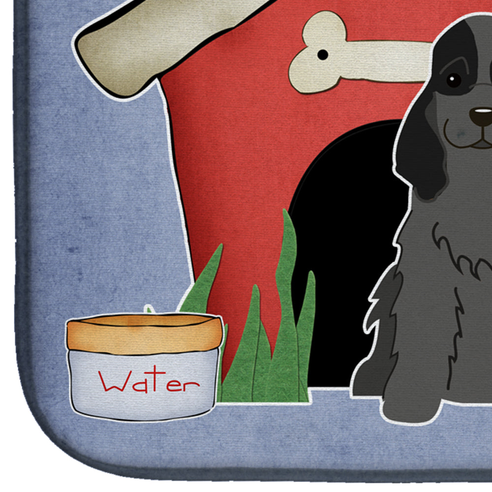 Dog House Collection Cocker Spaniel Black Dish Drying Mat Absorbent Dish Drying Mat Pad for Kitchen Counter Dish Drainer Mat for Countertop, 14 x 21", Multicolor
