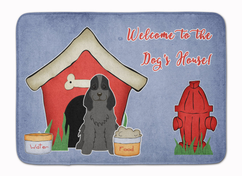 Dog House Collection Cocker Spaniel Black Memory Foam Kitchen Mat Machine Washable Anti-Fatigue Cushion Comfort Bath or Kitchen Rug