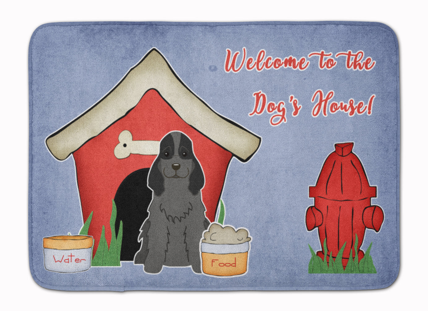 Dog House Collection Cocker Spaniel Black Memory Foam Kitchen Mat Machine Washable Anti-Fatigue Cushion Comfort Bath or Kitchen Rug
