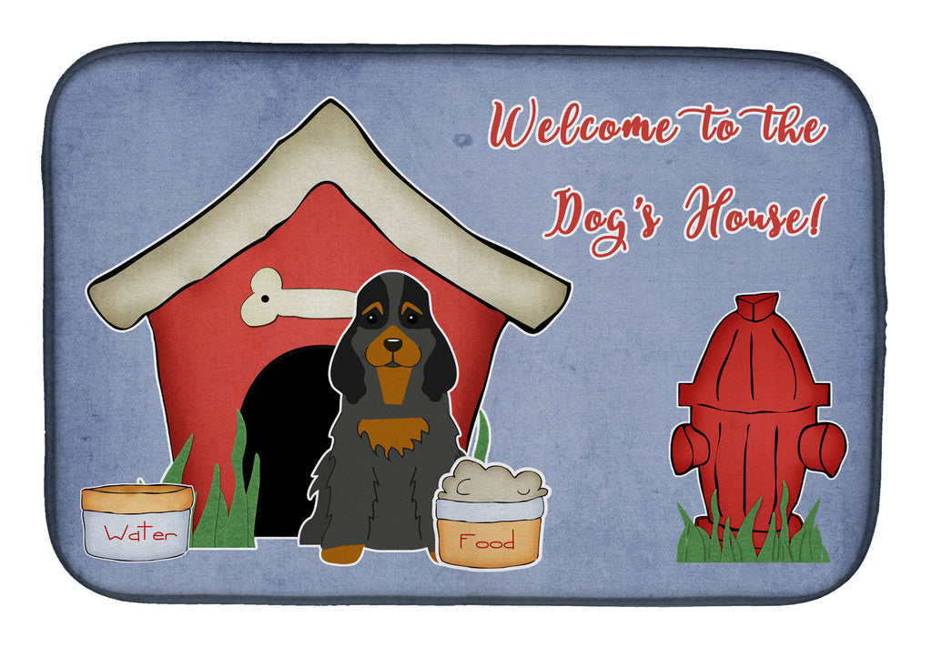 Dog House Collection Cocker Spaniel Black Tan Dish Drying Mat Absorbent Dish Drying Mat Pad for Kitchen Counter Dish Drainer Mat for Countertop, 14 x 21", Multicolor