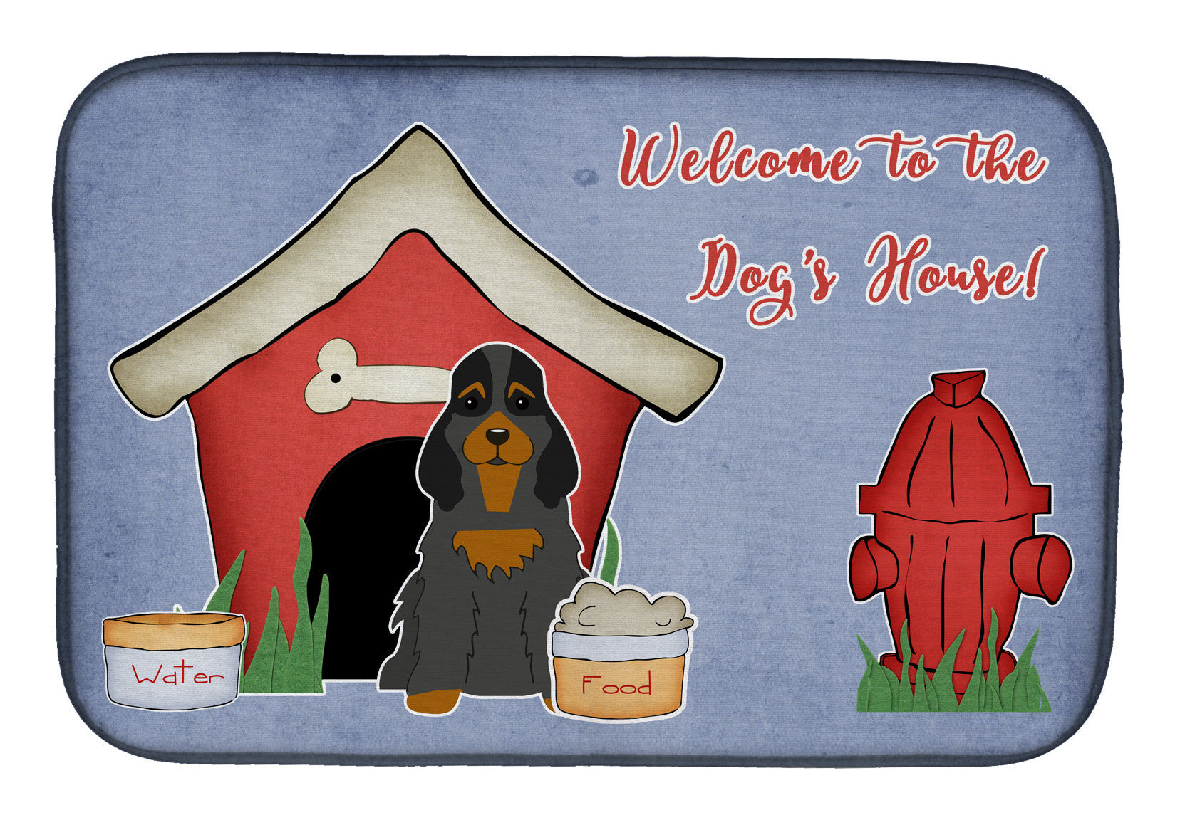 Dog House Collection Cocker Spaniel Black Tan Dish Drying Mat Absorbent Dish Drying Mat Pad for Kitchen Counter Dish Drainer Mat for Countertop, 14 x 21", Multicolor