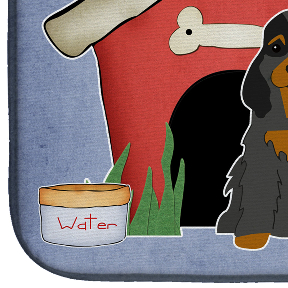 Dog House Collection Cocker Spaniel Black Tan Dish Drying Mat Absorbent Dish Drying Mat Pad for Kitchen Counter Dish Drainer Mat for Countertop, 14 x 21", Multicolor