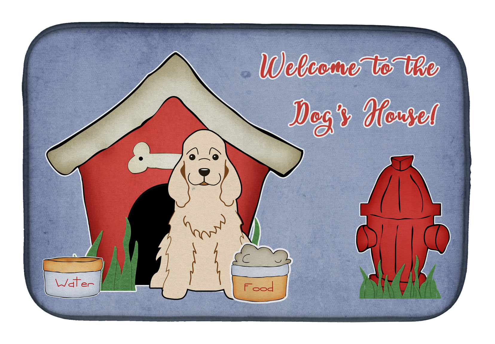 Dog House Collection Cocker Spaniel Buff Dish Drying Mat Absorbent Dish Drying Mat Pad for Kitchen Counter Dish Drainer Mat for Countertop, 14 x 21", Multicolor