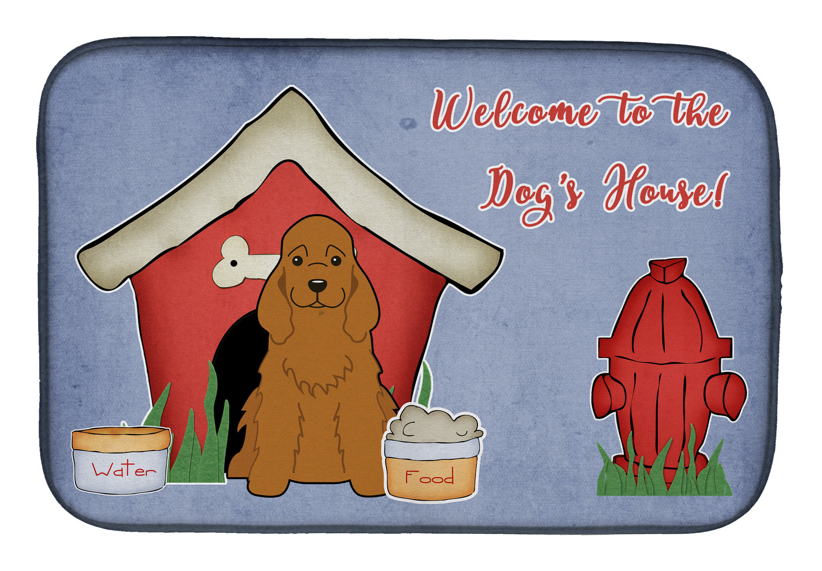 Dog House Collection Cocker Spaniel Red Dish Drying Mat Absorbent Dish Drying Mat Pad for Kitchen Counter Dish Drainer Mat for Countertop, 14 x 21", Multicolor