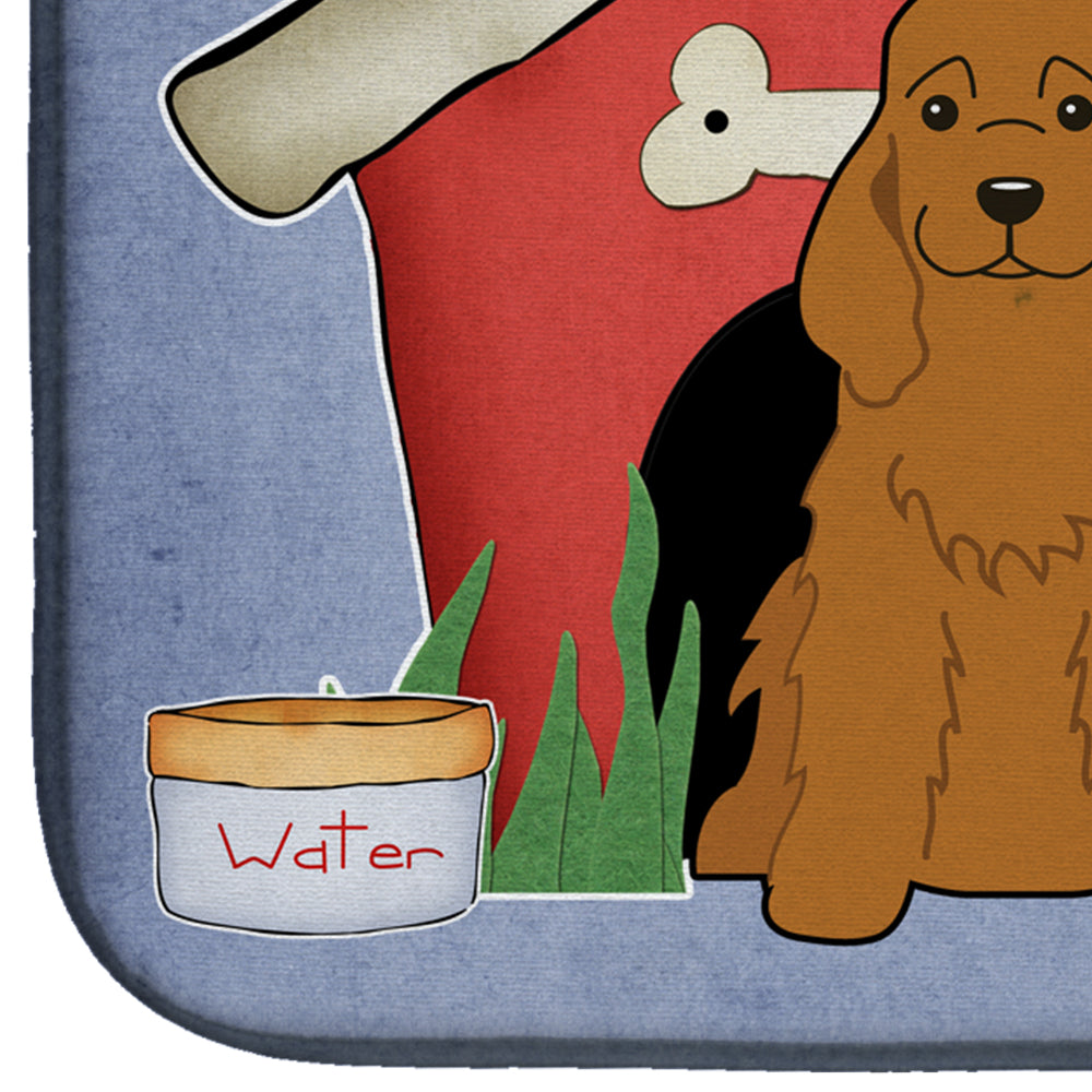 Dog House Collection Cocker Spaniel Red Dish Drying Mat Absorbent Dish Drying Mat Pad for Kitchen Counter Dish Drainer Mat for Countertop, 14 x 21", Multicolor