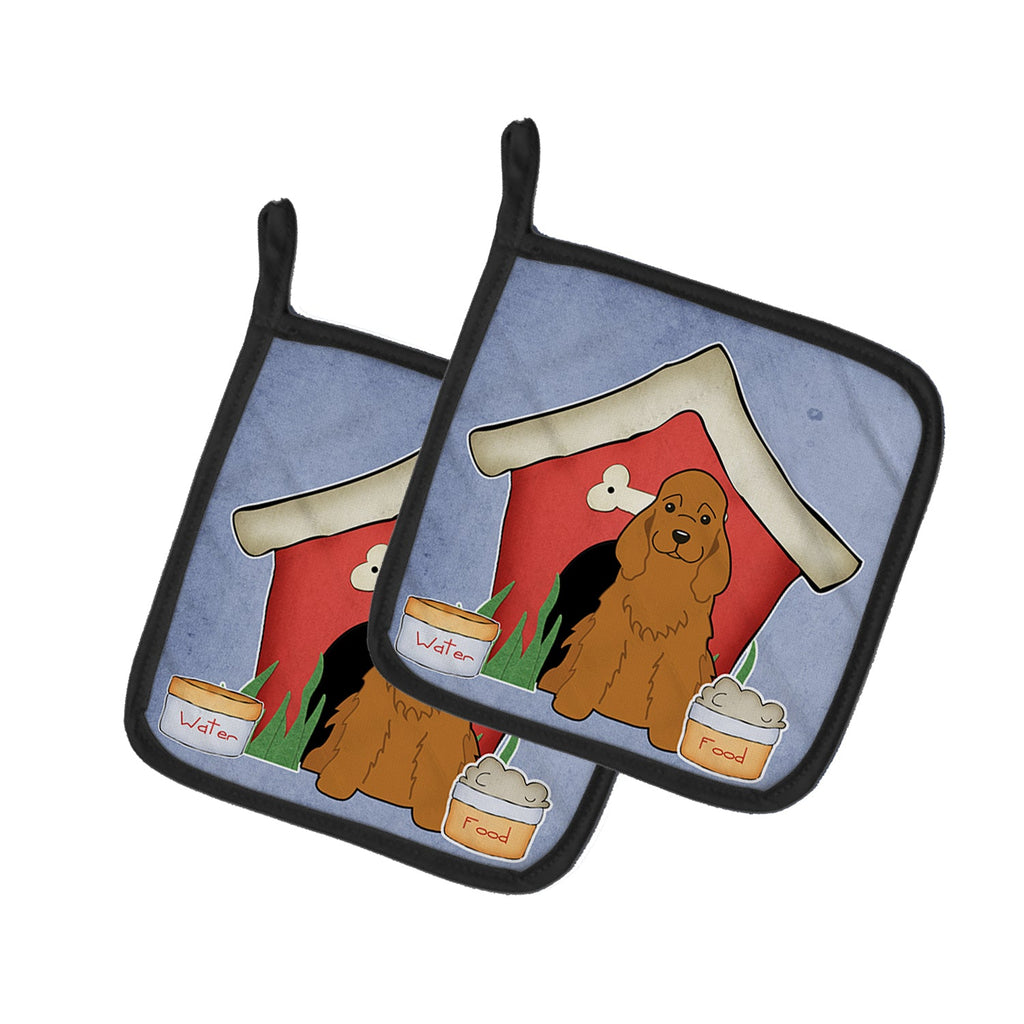 Dog House Collection Cocker Spaniel Red Pot Holder Set of 2 Heat Resistant Quilted Hot Pads 7.5 x 7.5 Inch, Insulated Kitchen Trivets for Cooking & Baking