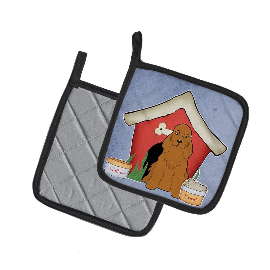 Dog House Collection Cocker Spaniel Red Pot Holder Set of 2 Heat Resistant Quilted Hot Pads 7.5 x 7.5 Inch, Insulated Kitchen Trivets for Cooking & Baking