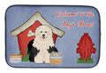 Dog House Collection Old English Sheepdog Dish Drying Mat Absorbent Dish Drying Mat Pad for Kitchen Counter Dish Drainer Mat for Countertop, 14 x 21", Multicolor