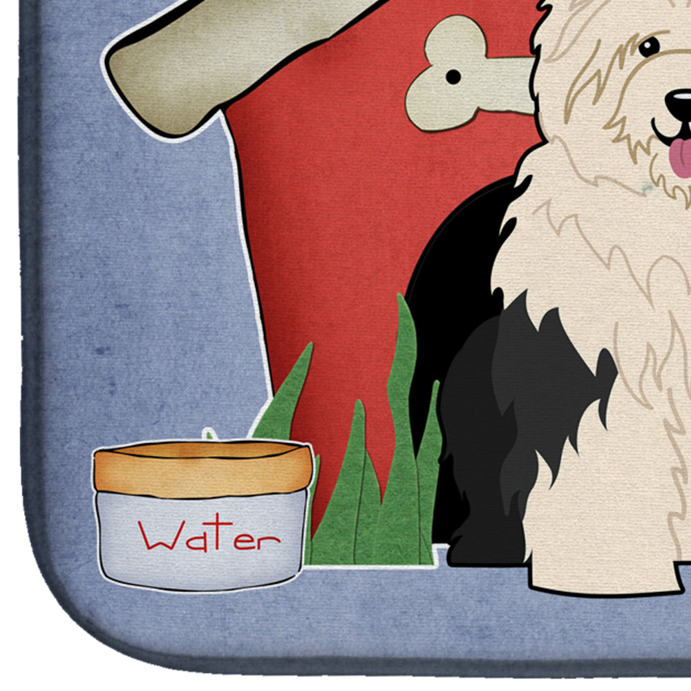Dog House Collection Old English Sheepdog Dish Drying Mat Absorbent Dish Drying Mat Pad for Kitchen Counter Dish Drainer Mat for Countertop, 14 x 21", Multicolor