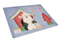 Dog House Collection Old English Sheepdog Cutting Board Tempered Glass Kitchen Cutting Surface, Heat Resistant Chopping, Non-Slip Feet, Food Prep & Serving