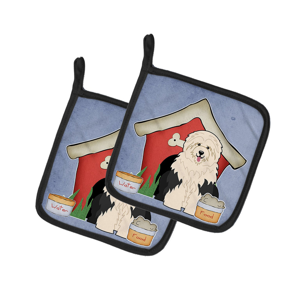 Dog House Collection Old English Sheepdog Pot Holder Set of 2 Heat Resistant Quilted Hot Pads 7.5 x 7.5 Inch, Insulated Kitchen Trivets for Cooking & Baking