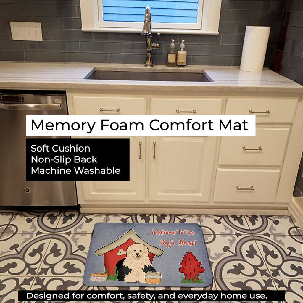 Dog House Collection Old English Sheepdog Memory Foam Kitchen Mat Machine Washable Anti-Fatigue Cushion Comfort Bath or Kitchen Rug