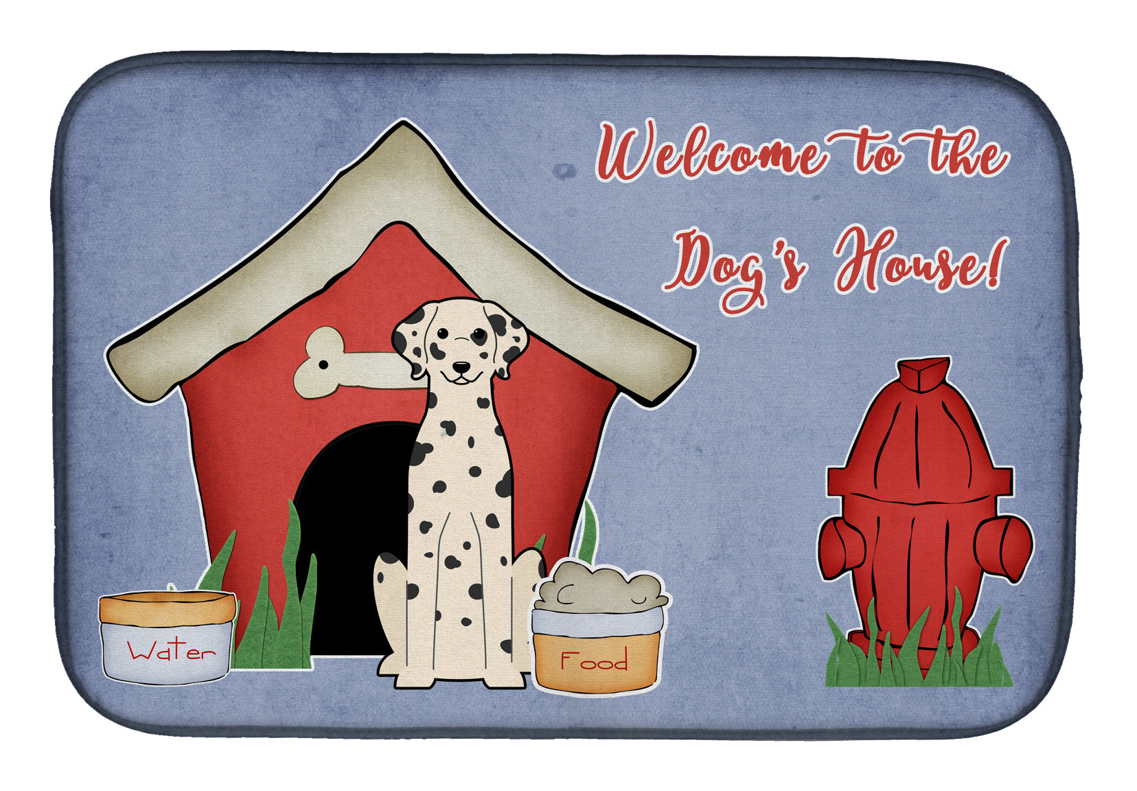Dog House Collection Dalmatian Dish Drying Mat Absorbent Dish Drying Mat Pad for Kitchen Counter Dish Drainer Mat for Countertop, 14 x 21", Multicolor