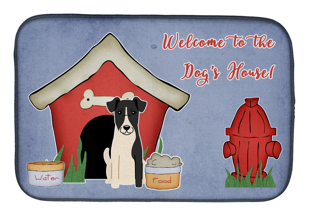 Dog House Collection Smooth Fox Terrier Dish Drying Mat Absorbent Dish Drying Mat Pad for Kitchen Counter Dish Drainer Mat for Countertop, 14 x 21", Multicolor