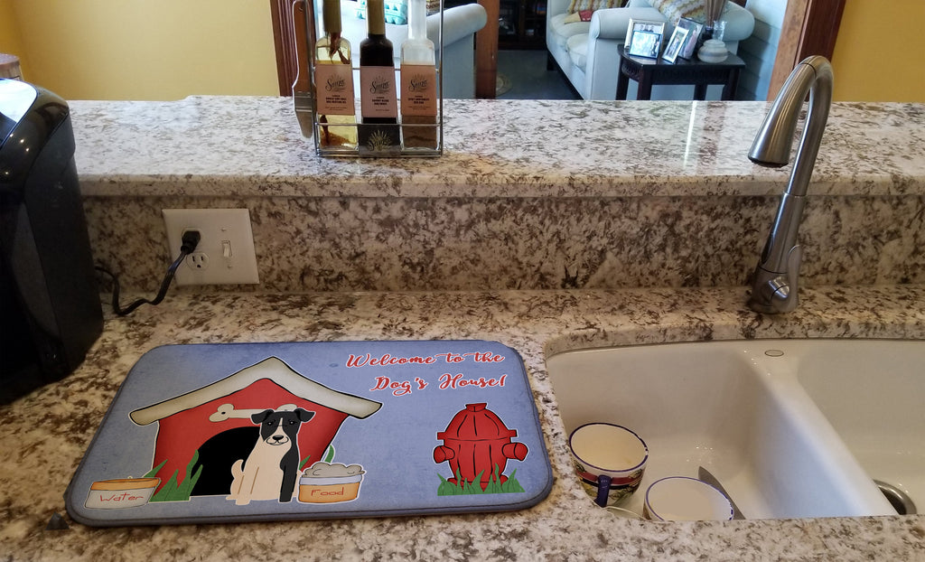 Dog House Collection Smooth Fox Terrier Dish Drying Mat Absorbent Dish Drying Mat Pad for Kitchen Counter Dish Drainer Mat for Countertop, 14 x 21", Multicolor