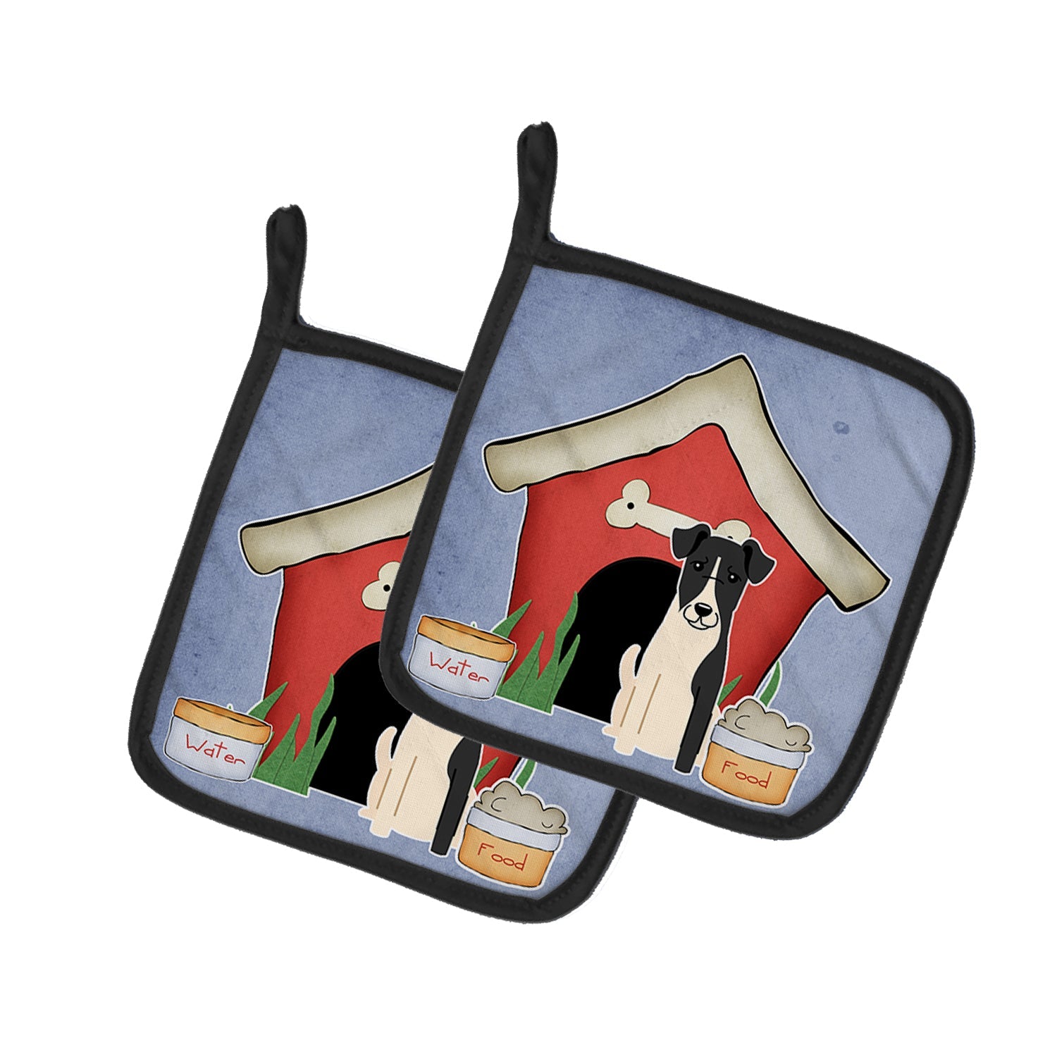 Dog House Collection Smooth Fox Terrier Pot Holder Set of 2 Heat Resistant Quilted Hot Pads 7.5 x 7.5 Inch, Insulated Kitchen Trivets for Cooking & Baking