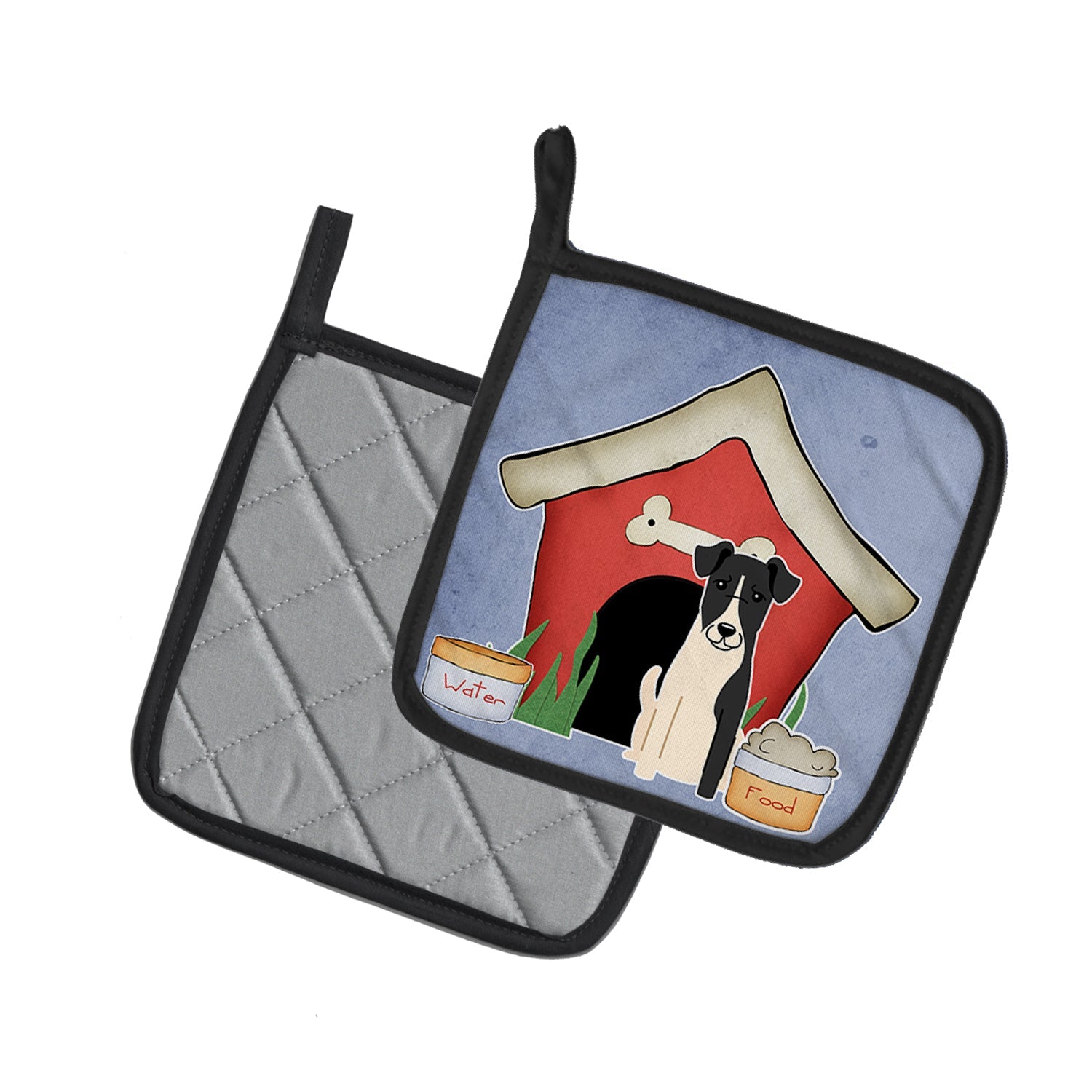 Dog House Collection Smooth Fox Terrier Pot Holder Set of 2 Heat Resistant Quilted Hot Pads 7.5 x 7.5 Inch, Insulated Kitchen Trivets for Cooking & Baking