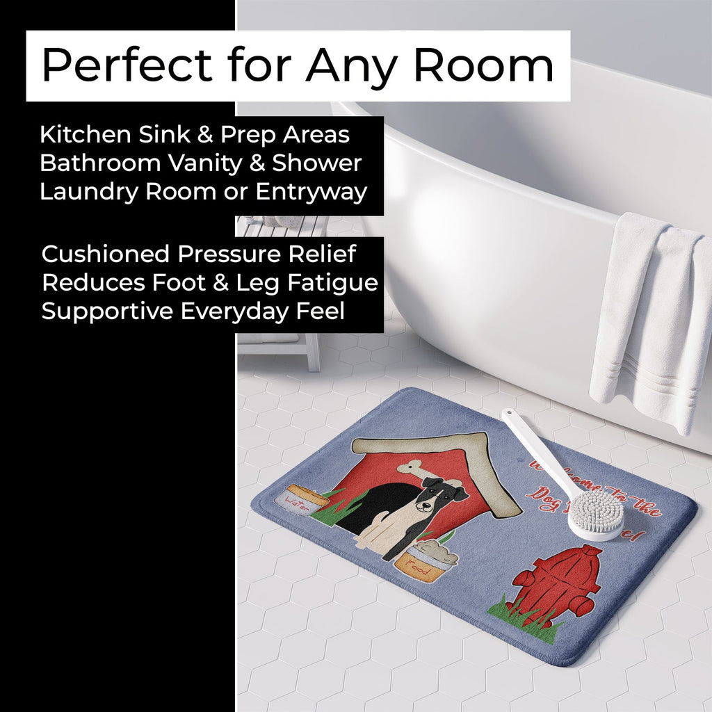 Dog House Collection Smooth Fox Terrier Memory Foam Kitchen Mat Machine Washable Anti-Fatigue Cushion Comfort Bath or Kitchen Rug