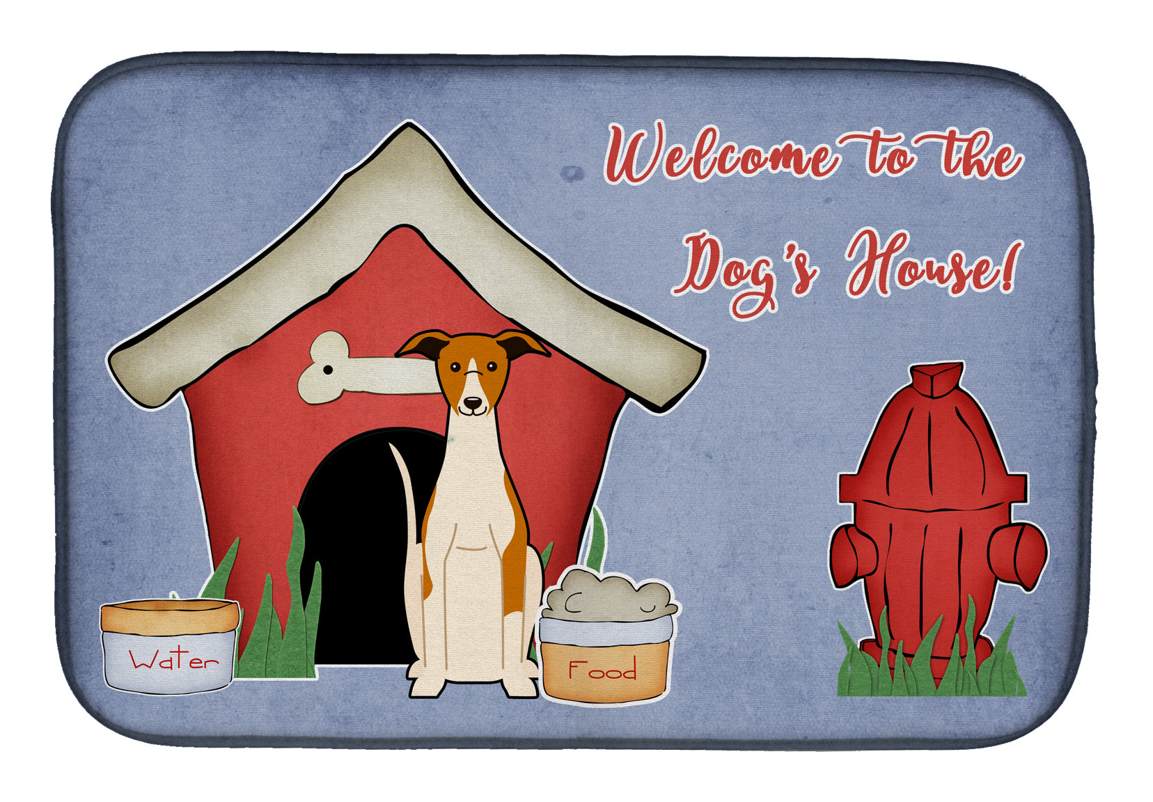 Dog House Collection Whippet Dish Drying Mat Absorbent Dish Drying Mat Pad for Kitchen Counter Dish Drainer Mat for Countertop, 14 x 21", Multicolor