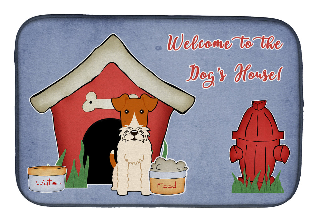 Dog House Collection Wire Fox Terrier Dish Drying Mat Absorbent Dish Drying Mat Pad for Kitchen Counter Dish Drainer Mat for Countertop, 14 x 21", Multicolor