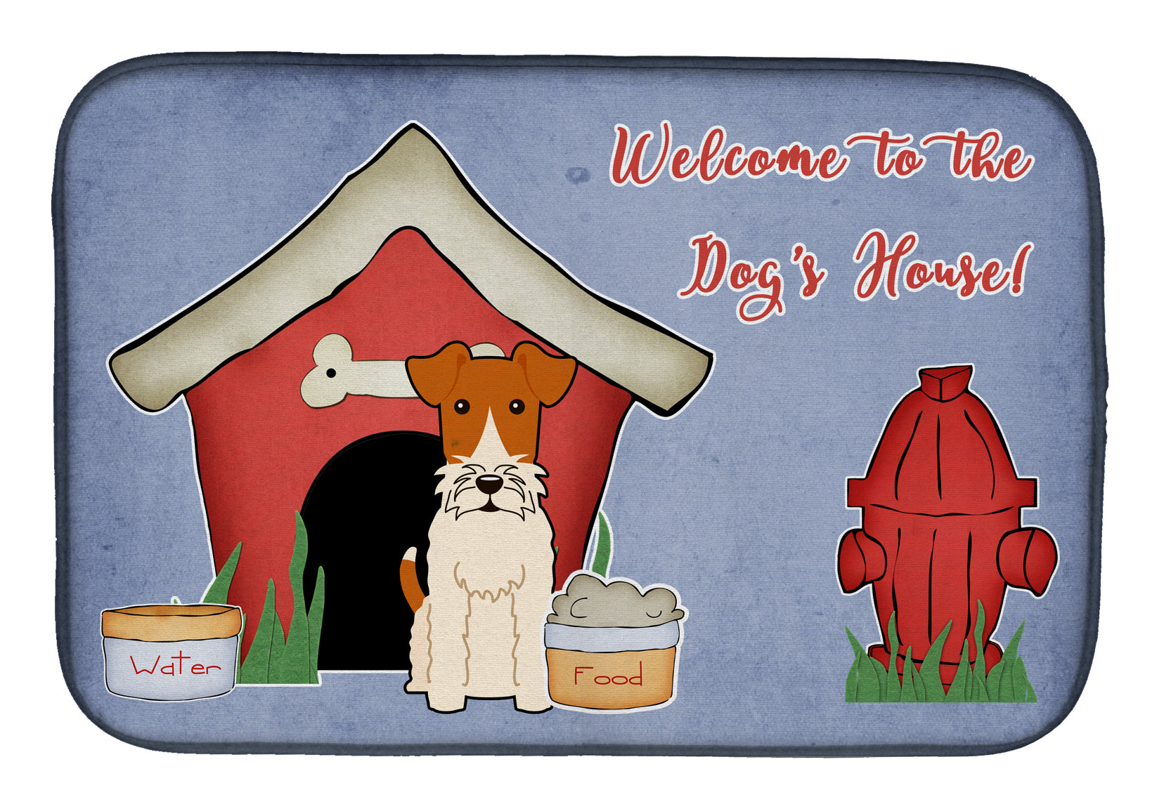 Dog House Collection Wire Fox Terrier Dish Drying Mat Absorbent Dish Drying Mat Pad for Kitchen Counter Dish Drainer Mat for Countertop, 14 x 21", Multicolor
