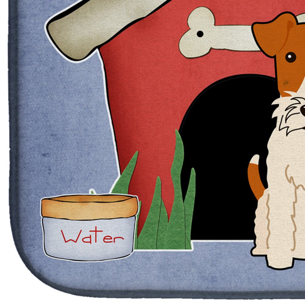 Dog House Collection Wire Fox Terrier Dish Drying Mat Absorbent Dish Drying Mat Pad for Kitchen Counter Dish Drainer Mat for Countertop, 14 x 21", Multicolor