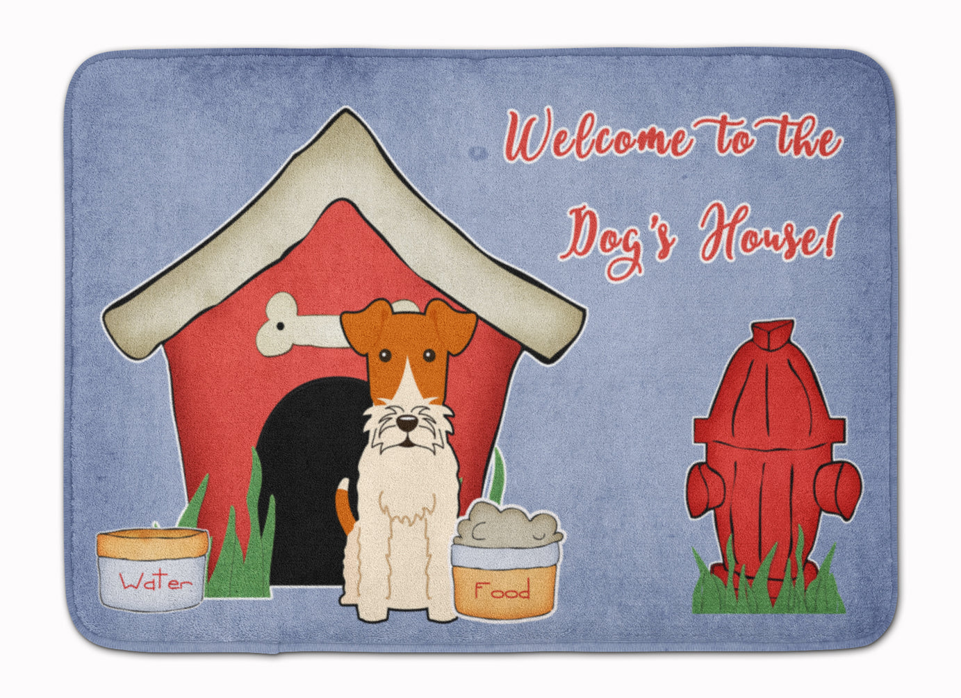 Dog House Collection Wire Fox Terrier Memory Foam Kitchen Mat Machine Washable Anti-Fatigue Cushion Comfort Bath or Kitchen Rug