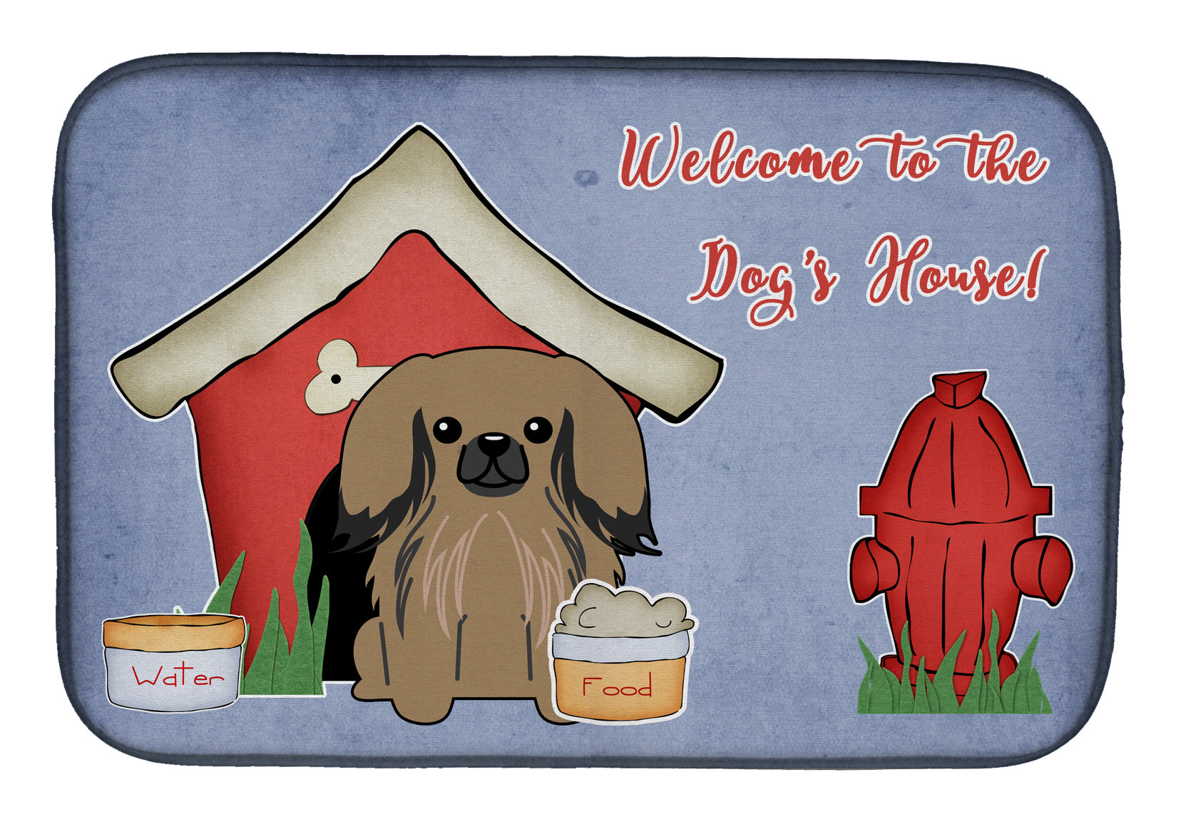 Dog House Collection Pekingese Tan Dish Drying Mat Absorbent Dish Drying Mat Pad for Kitchen Counter Dish Drainer Mat for Countertop, 14 x 21", Multicolor