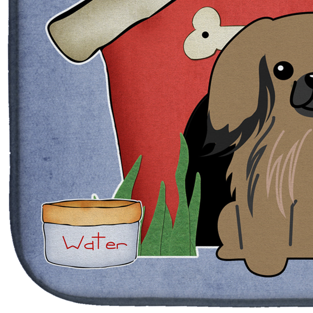 Dog House Collection Pekingese Tan Dish Drying Mat Absorbent Dish Drying Mat Pad for Kitchen Counter Dish Drainer Mat for Countertop, 14 x 21", Multicolor