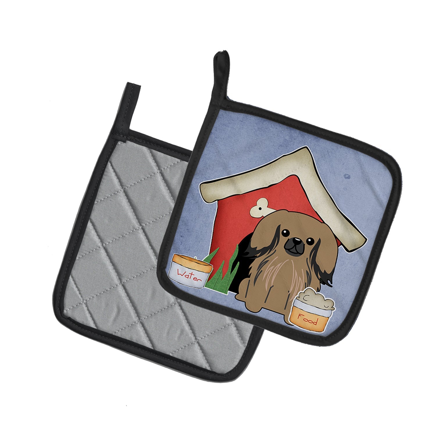 Dog House Collection Pekingese Tan Pot Holder Set of 2 Heat Resistant Quilted Hot Pads 7.5 x 7.5 Inch, Insulated Kitchen Trivets for Cooking & Baking