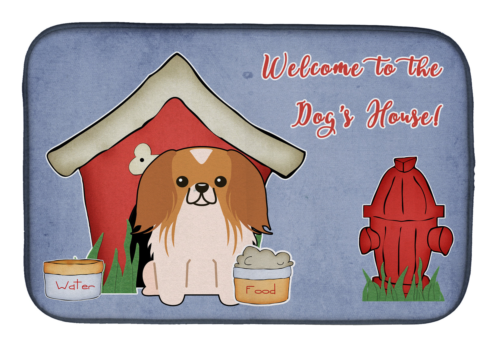 Dog House Collection Pekingese Red White Dish Drying Mat Absorbent Dish Drying Mat Pad for Kitchen Counter Dish Drainer Mat for Countertop, 14 x 21", Multicolor