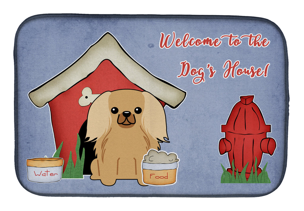 Dog House Collection Pekingese Fawn Sable Dish Drying Mat Absorbent Dish Drying Mat Pad for Kitchen Counter Dish Drainer Mat for Countertop, 14 x 21", Multicolor