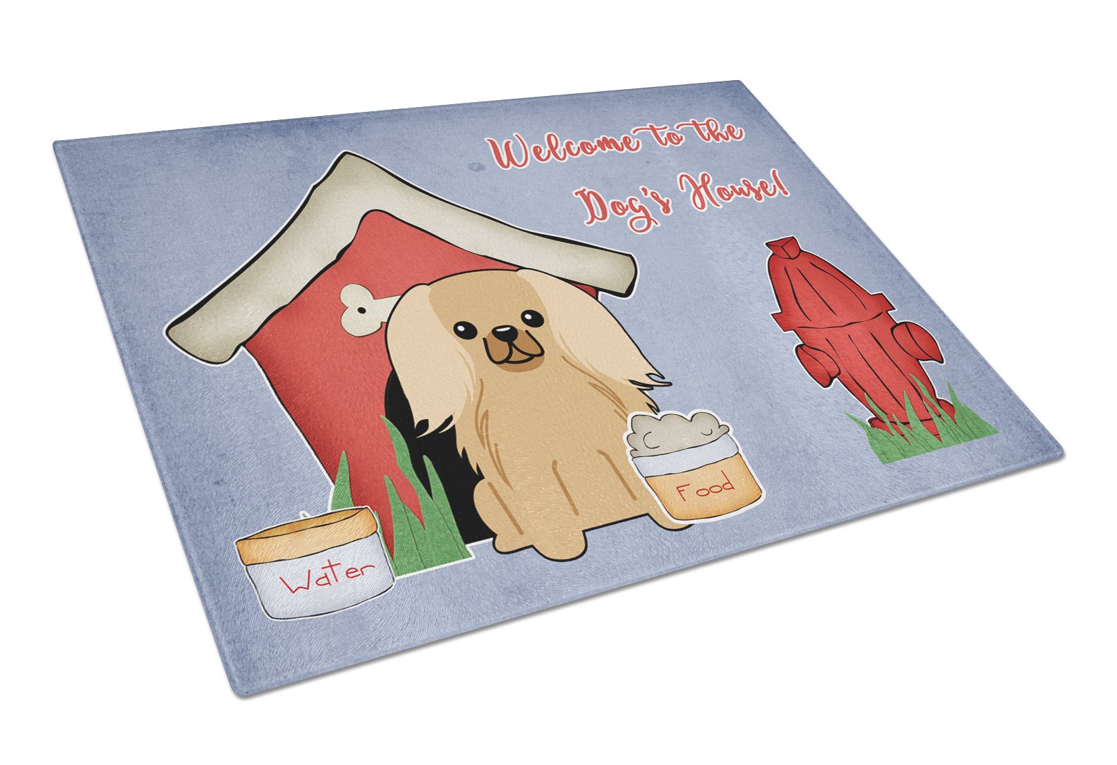 Dog House Collection Pekingese Fawn Sable Cutting Board Tempered Glass Kitchen Cutting Surface, Heat Resistant Chopping, Non-Slip Feet, Food Prep & Serving